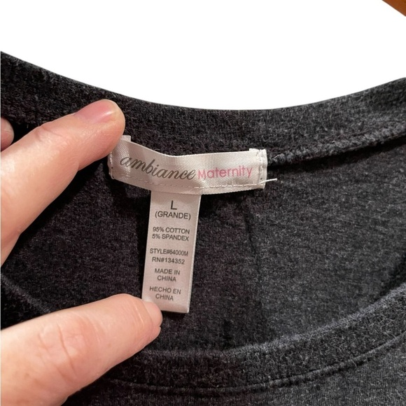 Ambiance Maternity Women’s Top Gray Short Sleeve Shirt Ruched Sides Size: Large - Picture 5 of 6